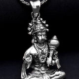 Meditative Hanuman Silver Pendant