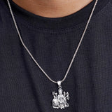 Maa Durga Divine Warrior Silver Pendant