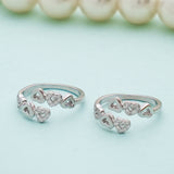 Belleza Hearts Silver Toe Rings