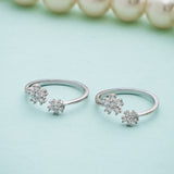 Dazzling Duet of Dahlia Silver Toe Rings