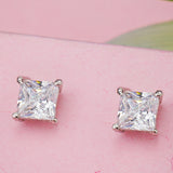 Sublime Square Sparkle Silver Earrings