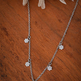 Twinkling Flowerlet Cascade Silver Necklace