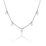 Twinkling Flowerlet Cascade Silver Necklace