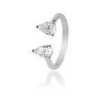 Dazzling Pair of Pear Silver Ring