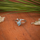 Whimsy Aqua Heart Whisper Silver Ring