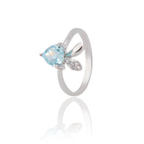 Whimsy Aqua Heart Whisper Silver Ring