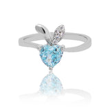 Whimsy Aqua Heart Whisper Silver Ring