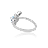 Whimsy Aqua Heart Whisper Silver Ring