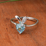 Whimsy Aqua Heart Whisper Silver Ring