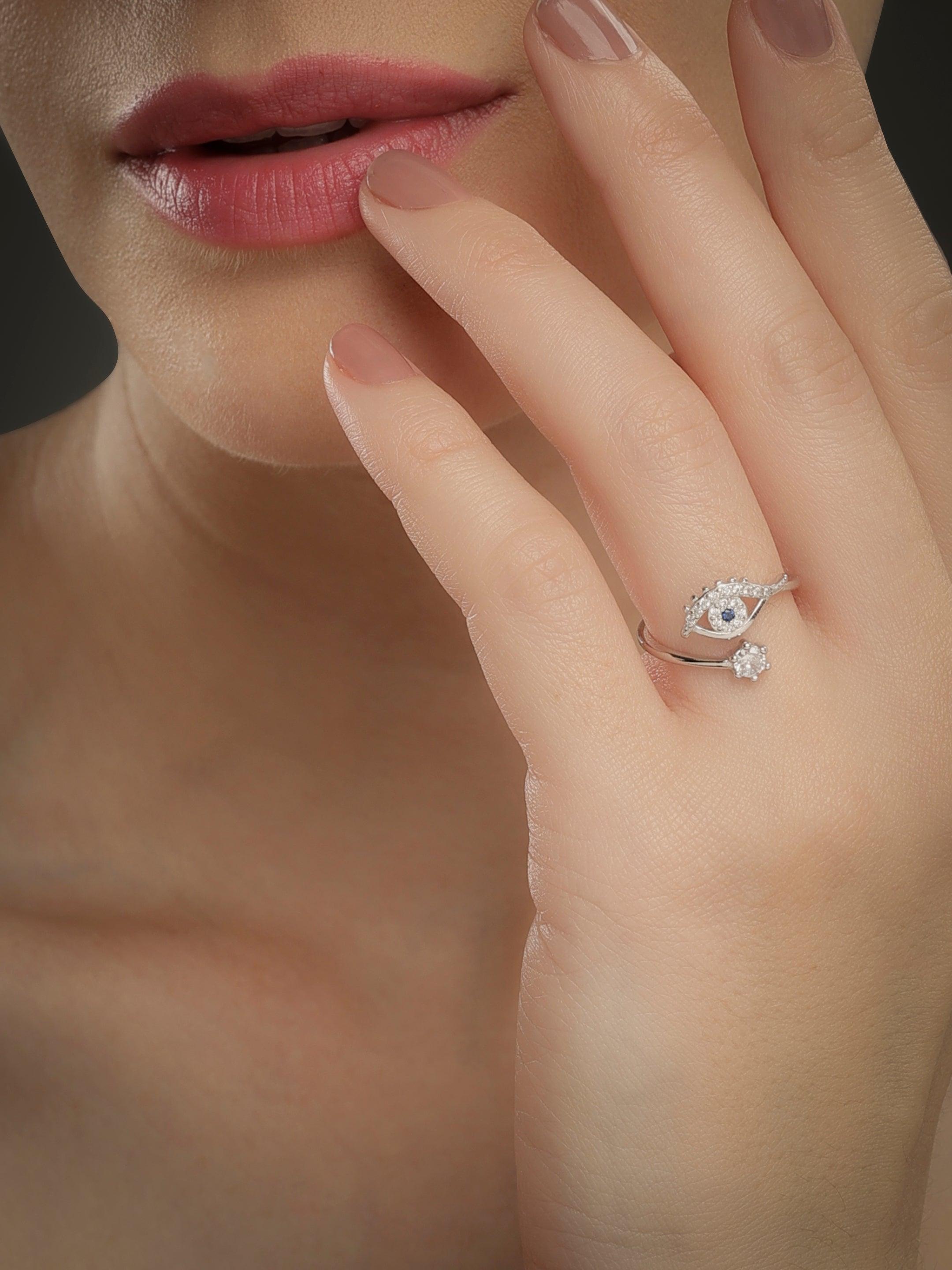 The Evil-Eye Minimal Silver Ring - Diavo Jewels