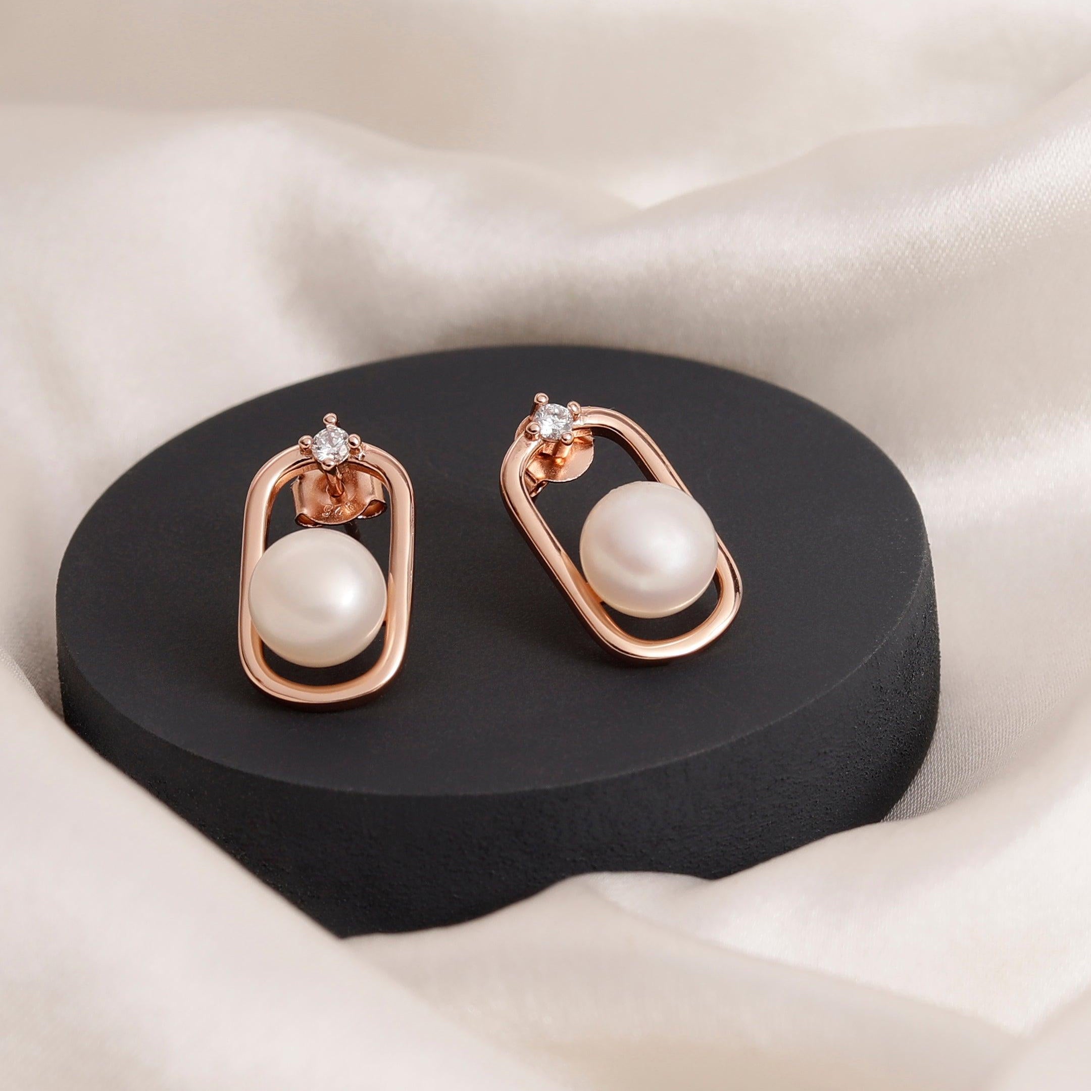 Silver Encased Pearl Earrings - Diavo Jewels