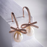 Ribboned Radiance 925 Silver Long Earrings - Diavo Jewels