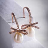 Ribboned Radiance 925 Silver Long Earrings - Diavo Jewels