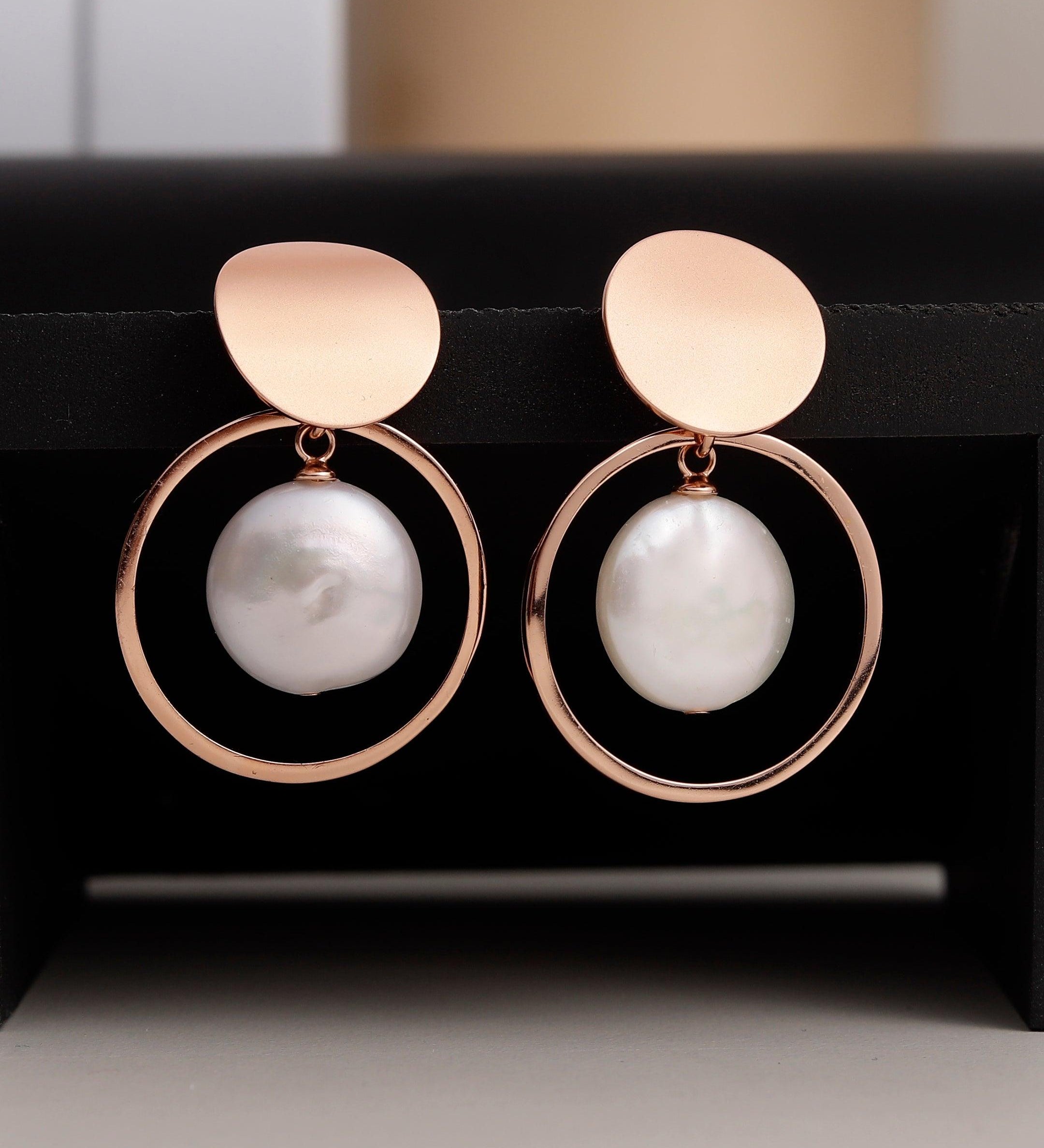 Coin Reflection Round Rings 925 Silver Earrings - Diavo Jewels