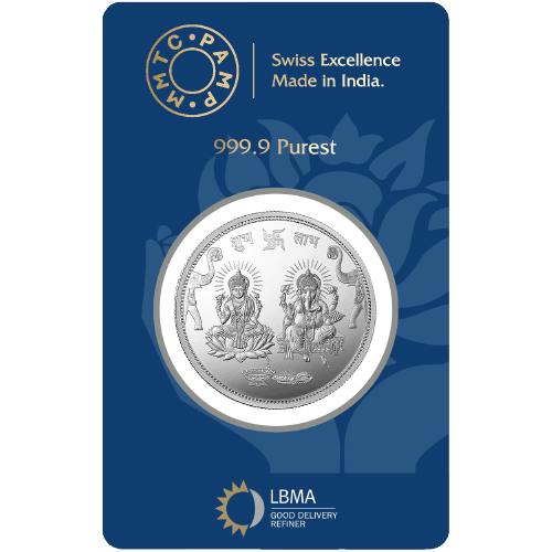 LAKSHMI GANESH (999.9) PURITY 100 GM SILVER COIN - Diavo Jewels