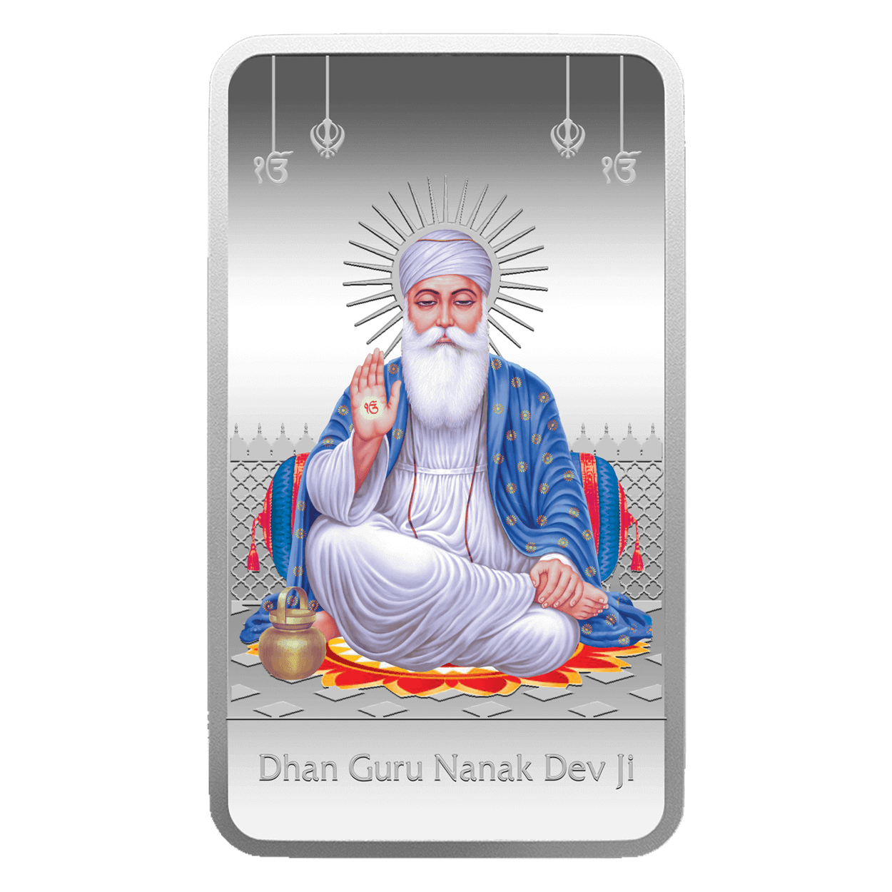 GURU NANAK DEV JI (999.9) 50 GM SILVER BAR - Diavo Jewels