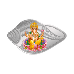 50 GRAM SILVER COIN (999.9) PURITY - LAKSHMI GANESH SHANKH SHAPE (2 COIN SET)