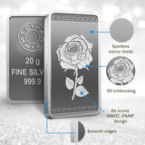ROSE (999.9) PURITY 20 GM SILVER BAR - Diavo Jewels