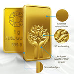 LOTUS 24K (999.9) 1 GM GOLD BAR - Diavo Jewels