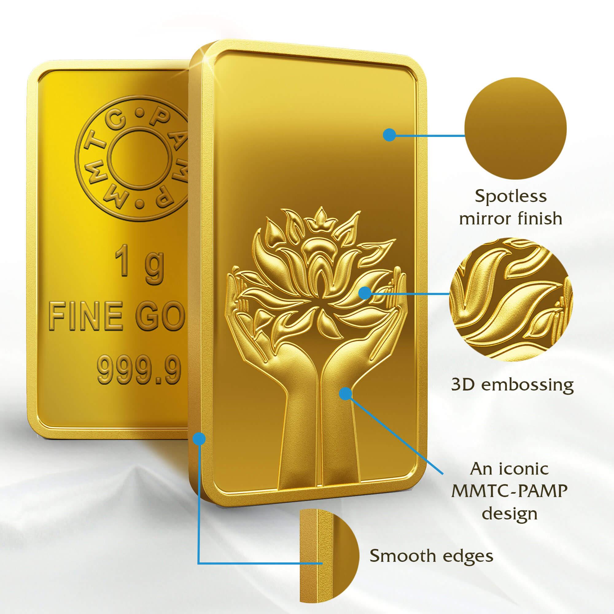 LOTUS 24K (999.9) 1 GM GOLD BAR - Diavo Jewels