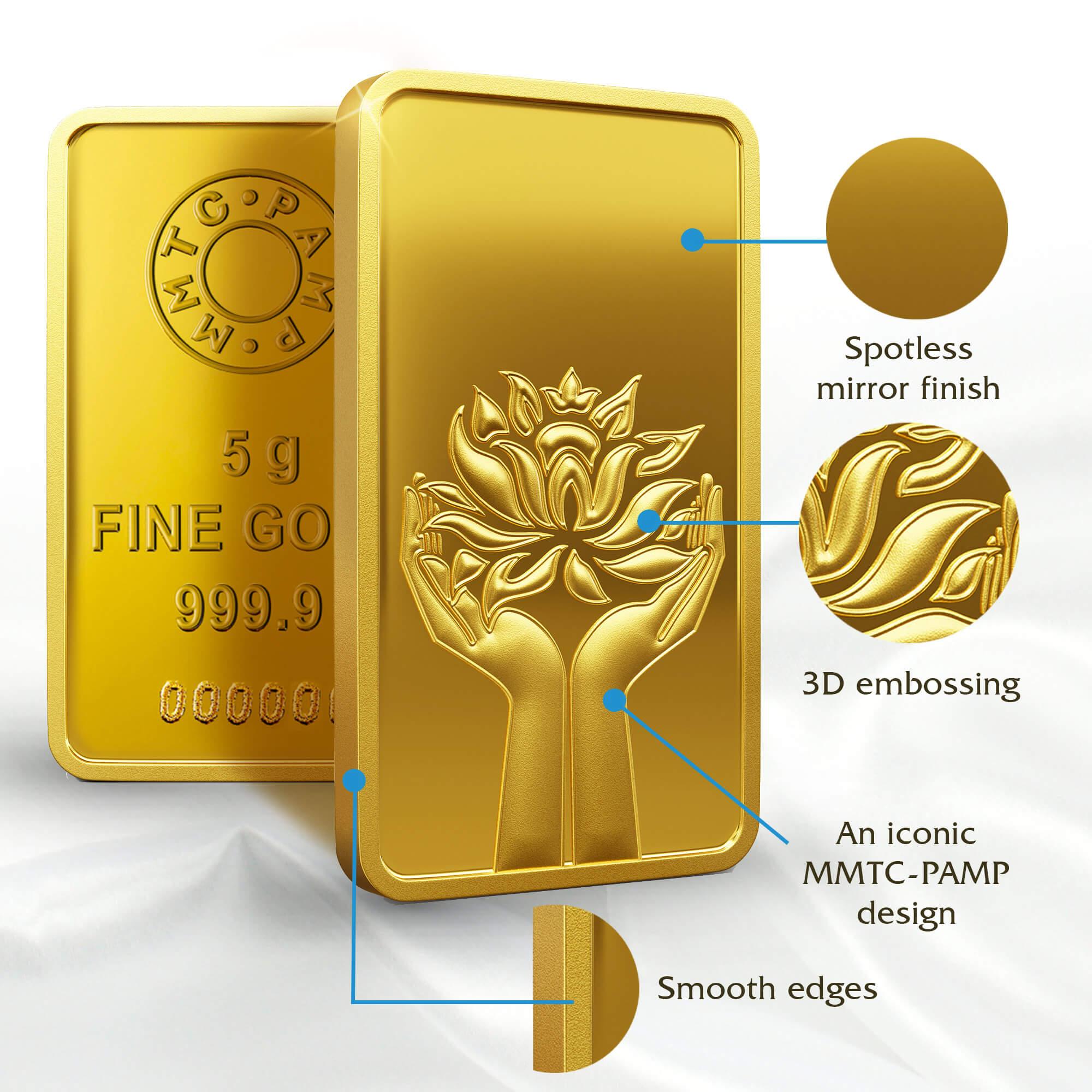 LOTUS 24K (999.9) 5 GM GOLD BAR - Diavo Jewels