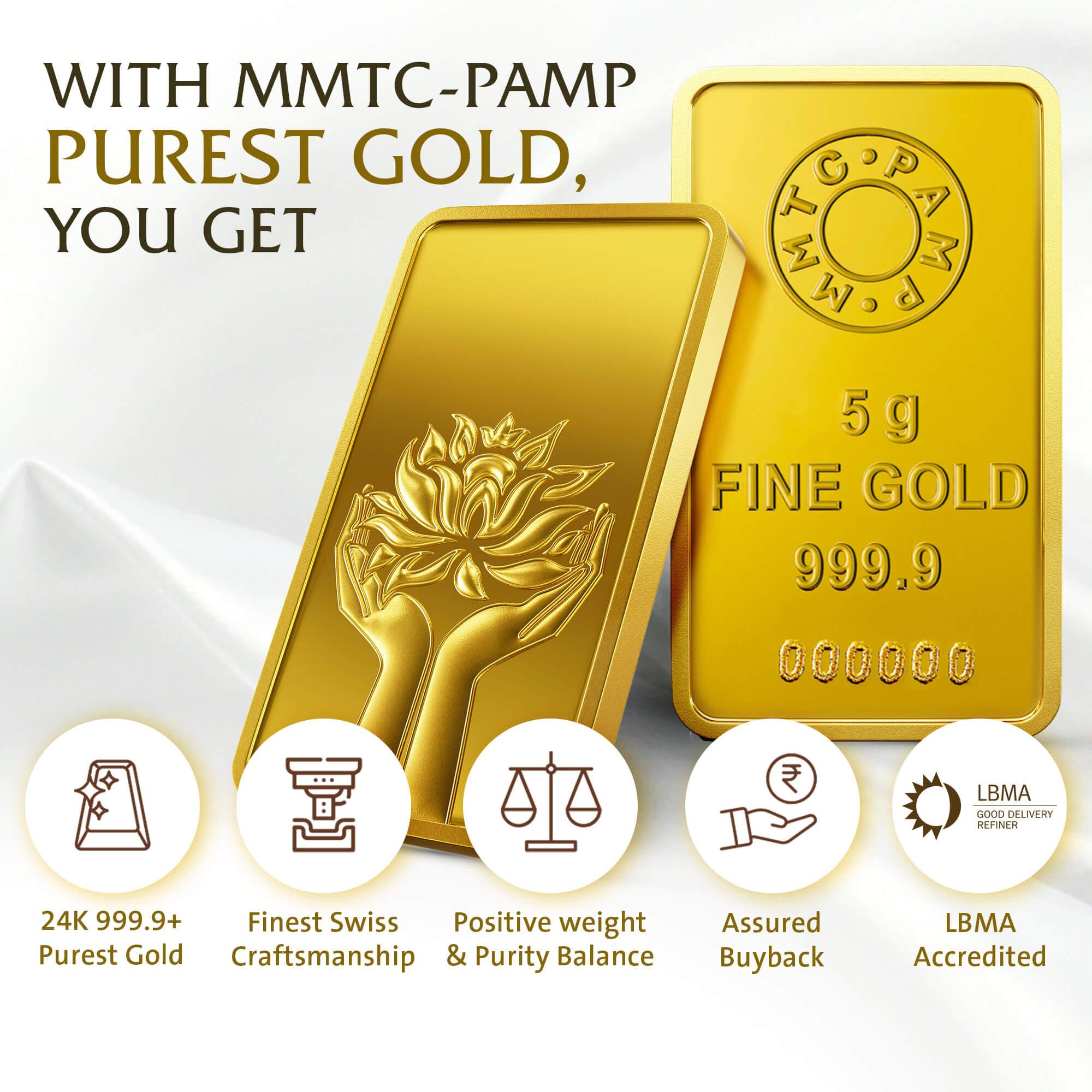 LOTUS 24K (999.9) 5 GM GOLD BAR - Diavo Jewels