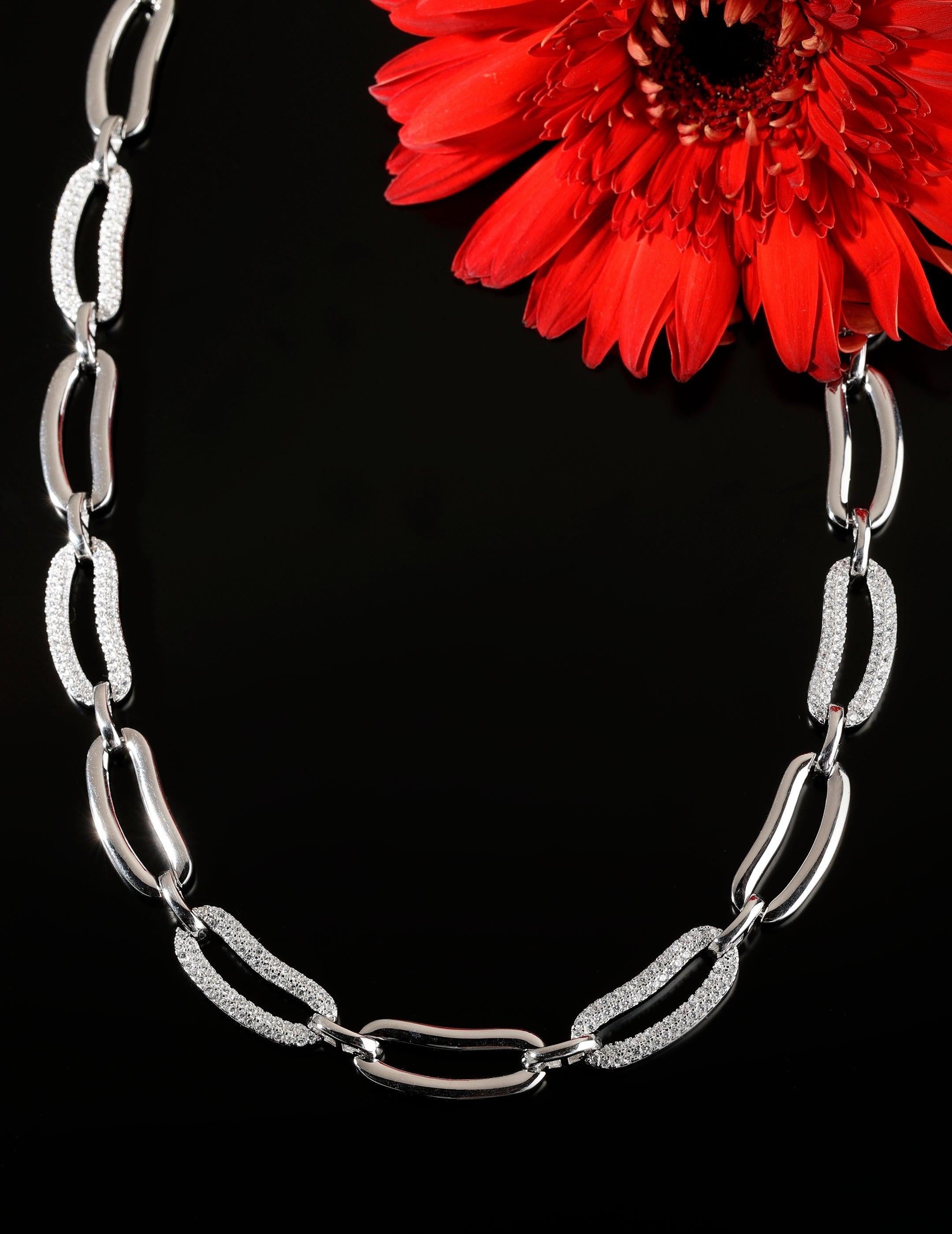 Baroque Cascade Silver Necklace