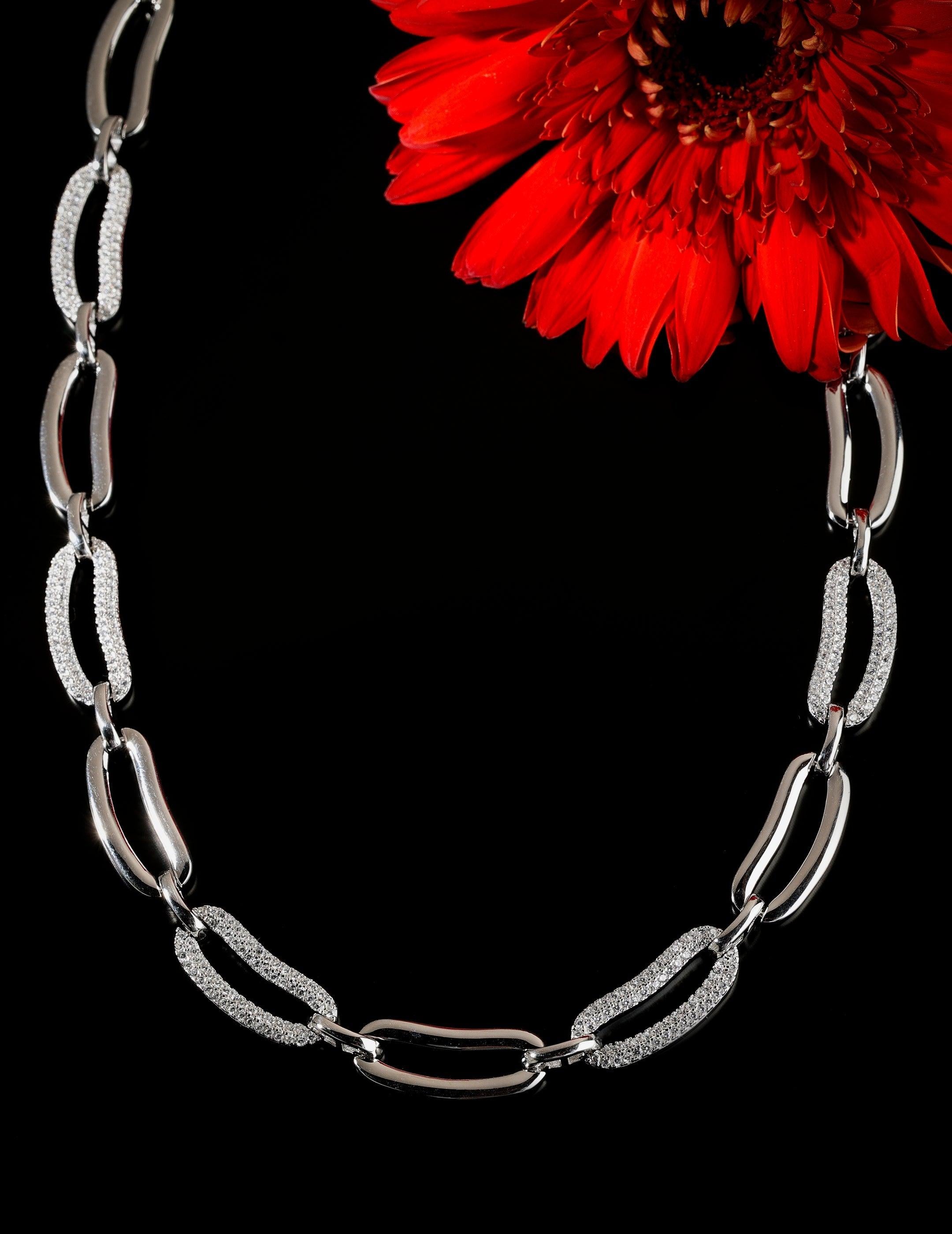 Baroque Cascade Silver Necklace