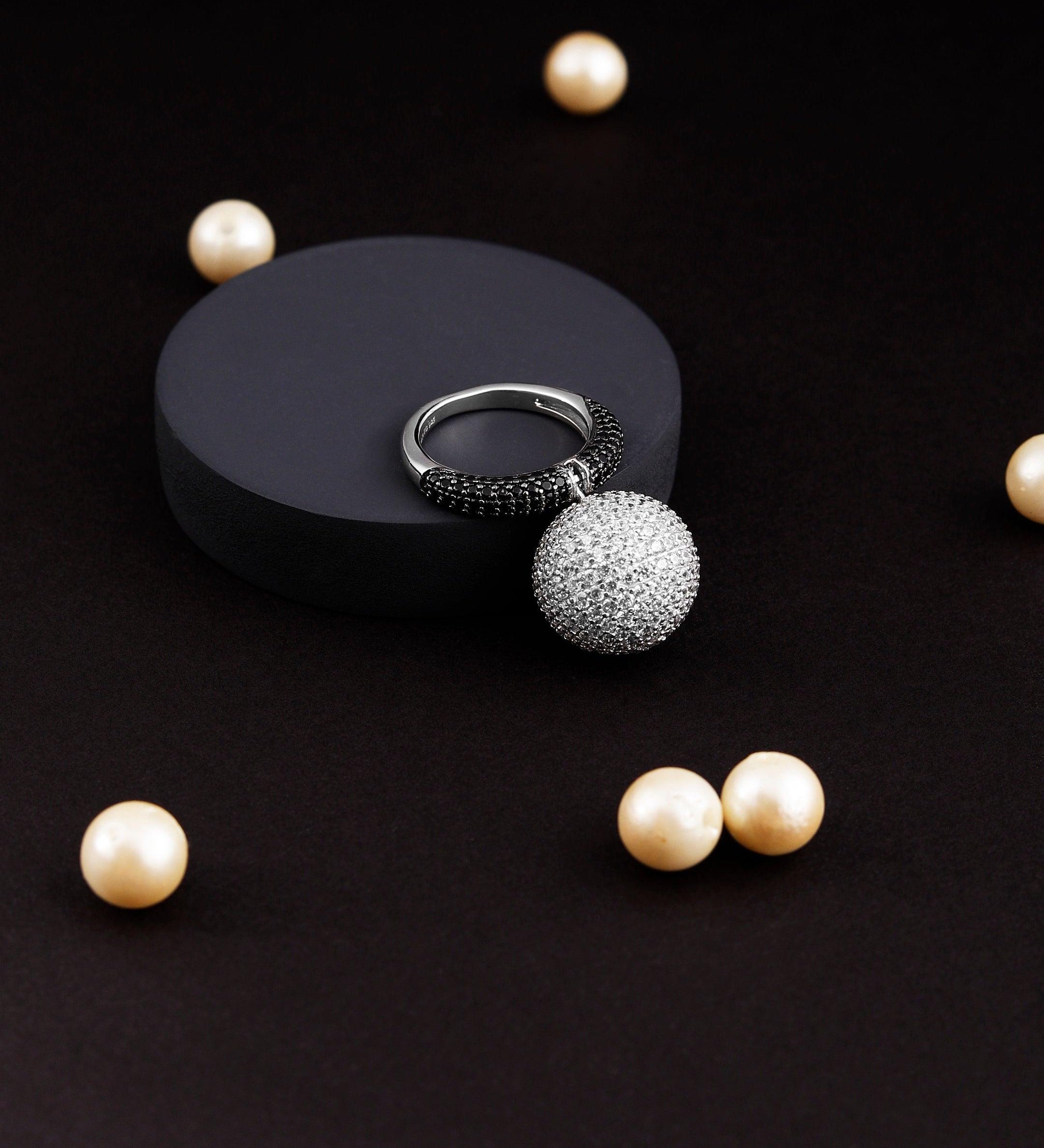 Dazzling Sphere of Glamour Silver Ring - Diavo Jewels