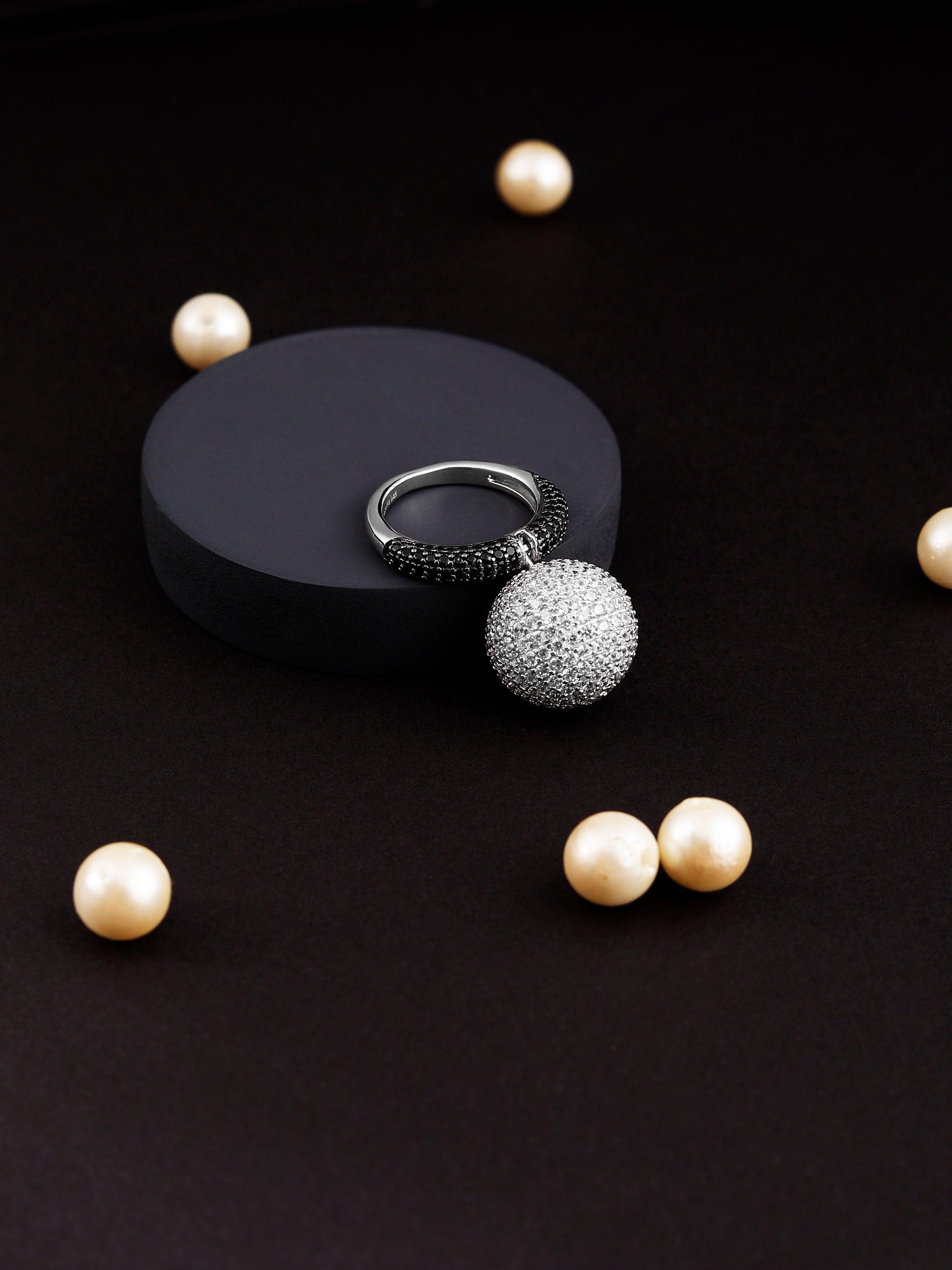 Dazzling Sphere of Glamour Silver Ring - Diavo Jewels