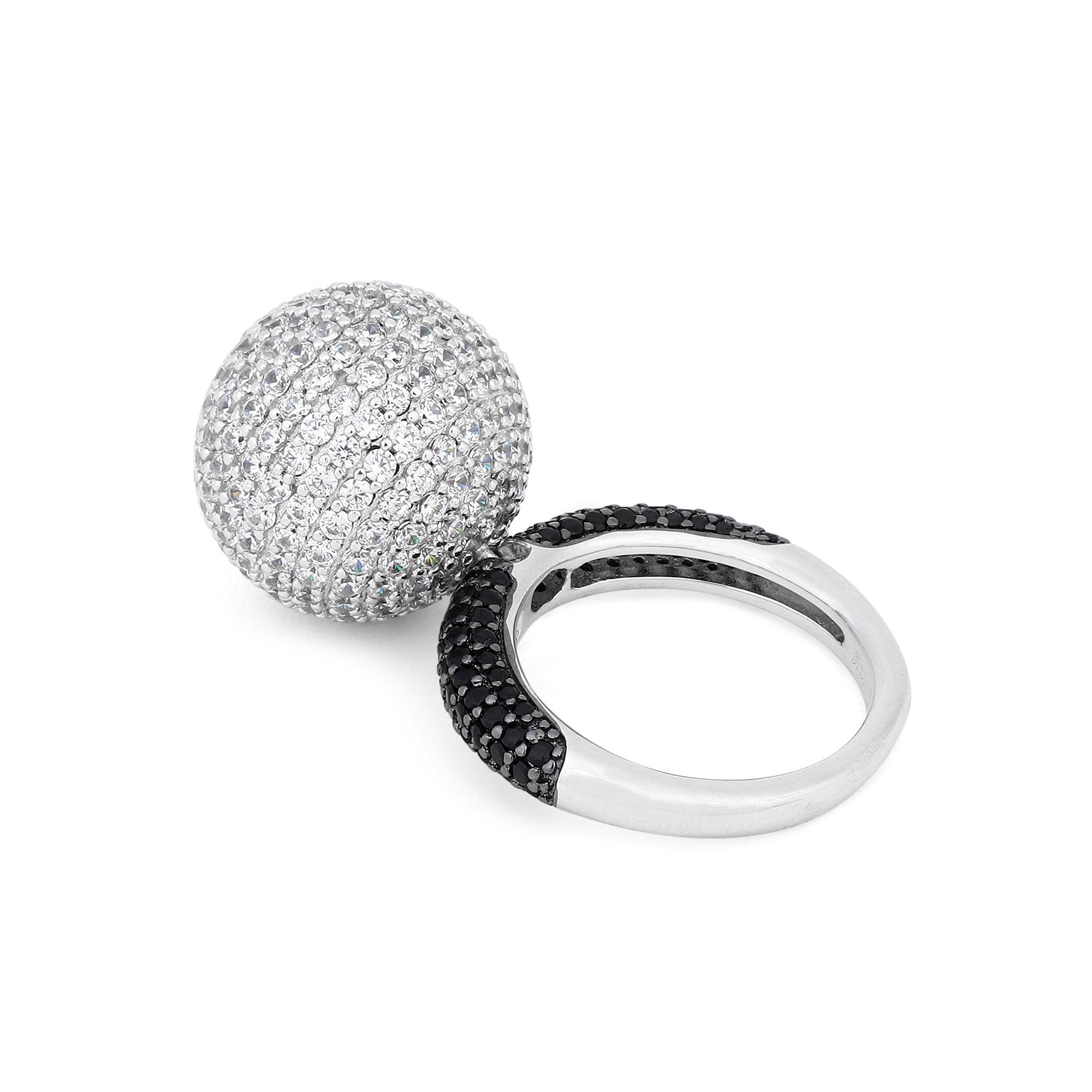 Dazzling Sphere of Glamour Silver Ring - Diavo Jewels