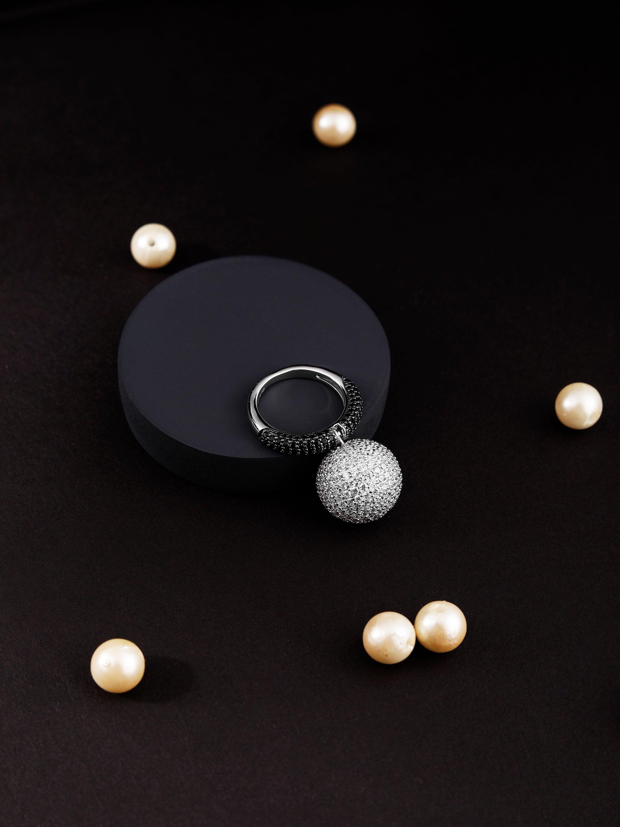 Dazzling Sphere of Glamour Silver Ring - Diavo Jewels