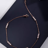 Hearty Fleur Charms Rose Gold Plated Silver Anklet - Diavo Jewels