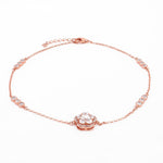 Hearty Fleur Charms Rose Gold Plated Silver Anklet - Diavo Jewels