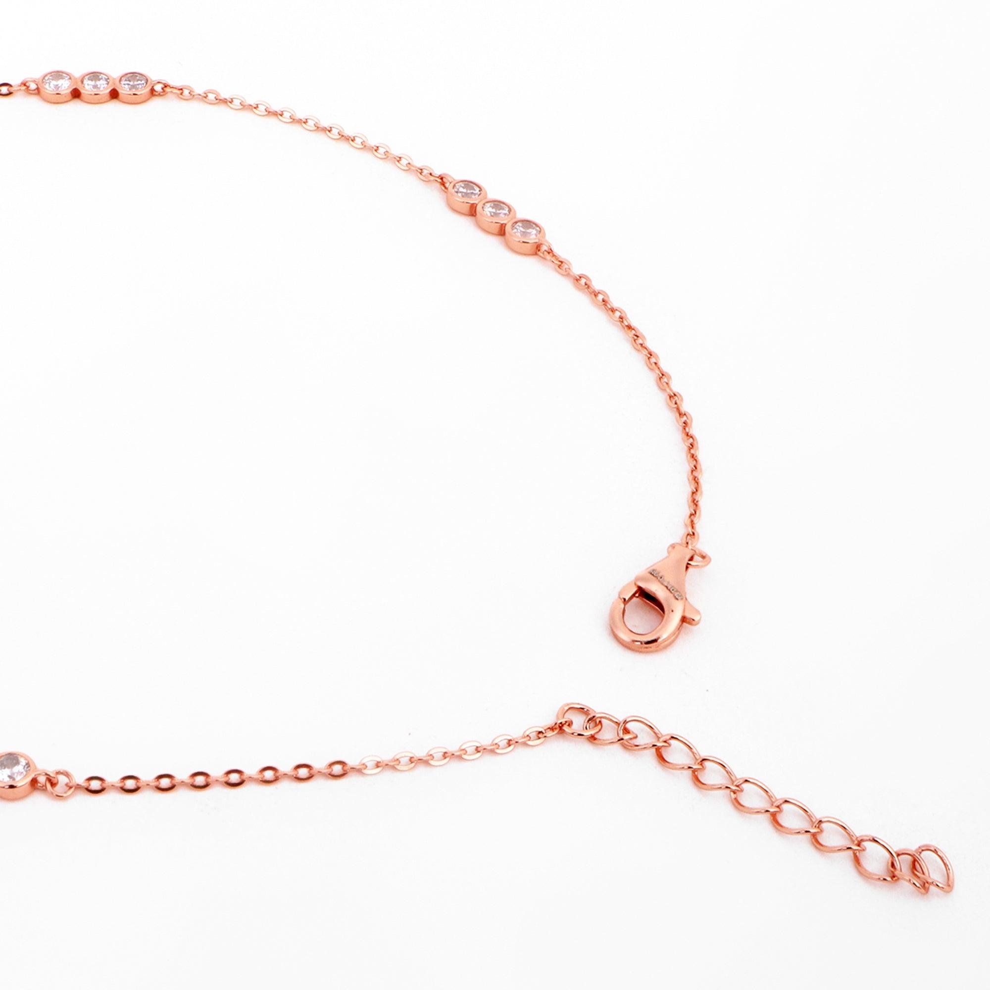 Hearty Fleur Charms Rose Gold Plated Silver Anklet - Diavo Jewels