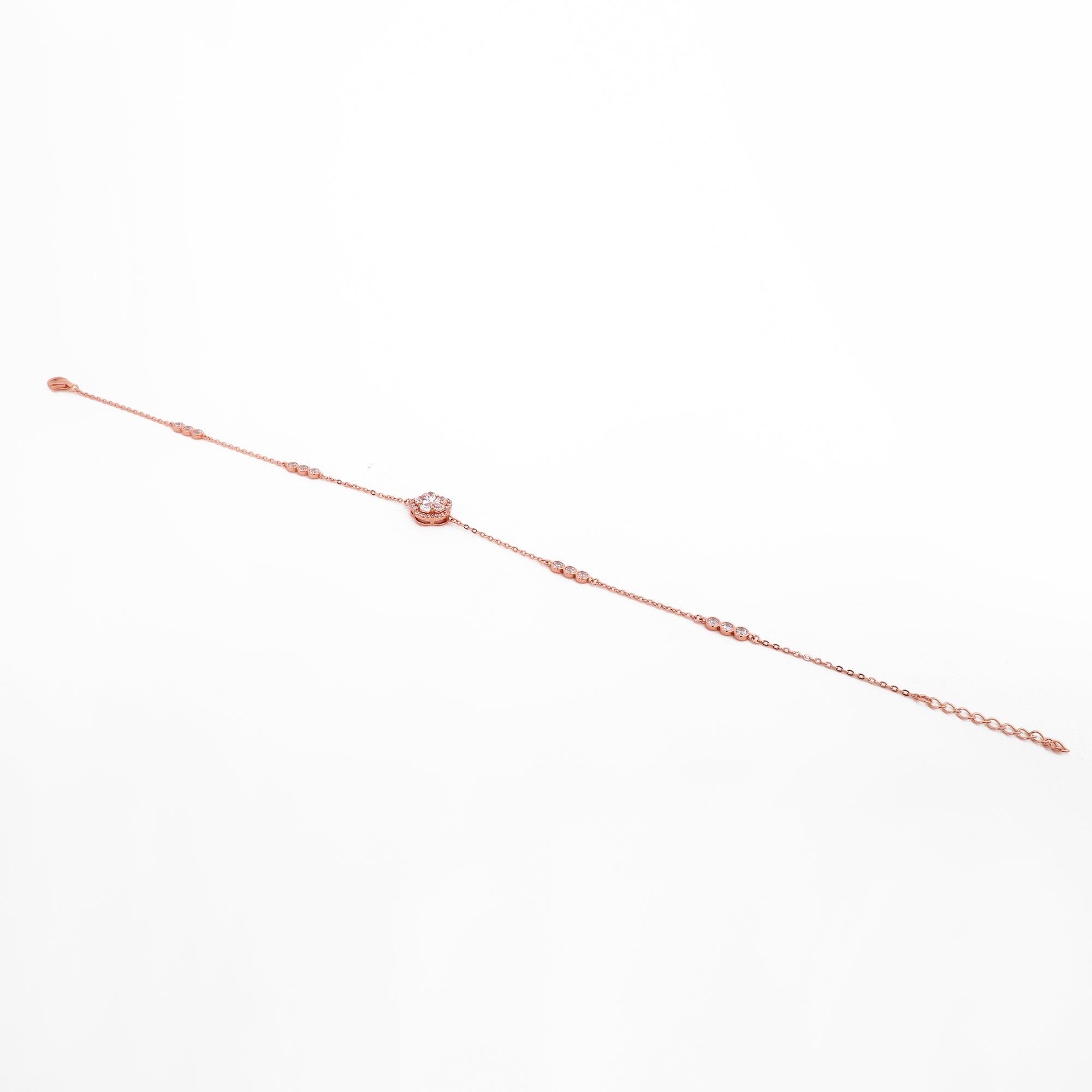 Hearty Fleur Charms Rose Gold Plated Silver Anklet - Diavo Jewels