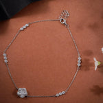Hearty Fleur Charms Rhodium Plated Silver Anklet - Diavo Jewels
