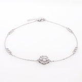 Hearty Fleur Charms Rhodium Plated Silver Anklet - Diavo Jewels