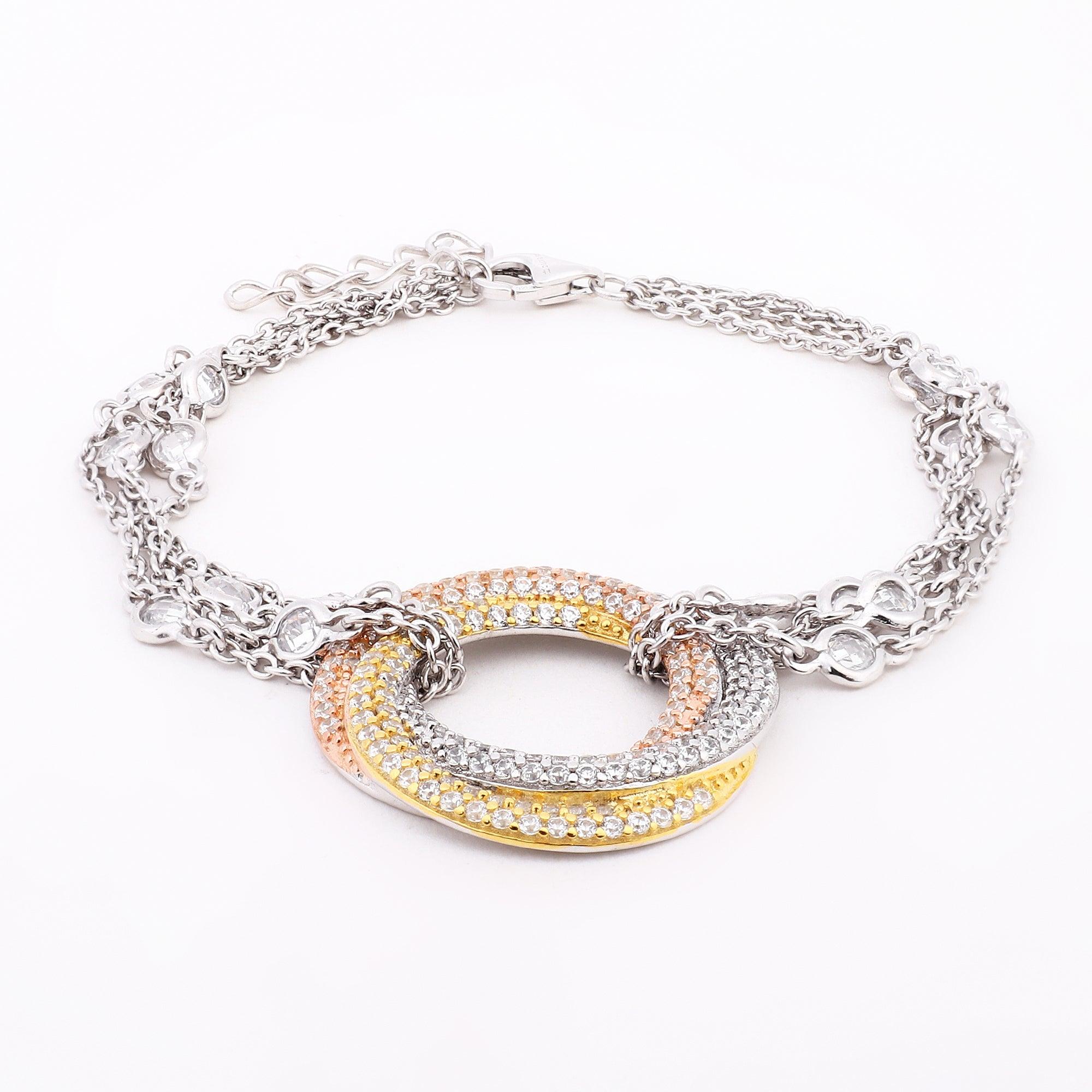 Tri-Tone Hoops Cascade Bracelet - Diavo Jewels