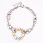 Tri-Tone Hoops Cascade Bracelet - Diavo Jewels