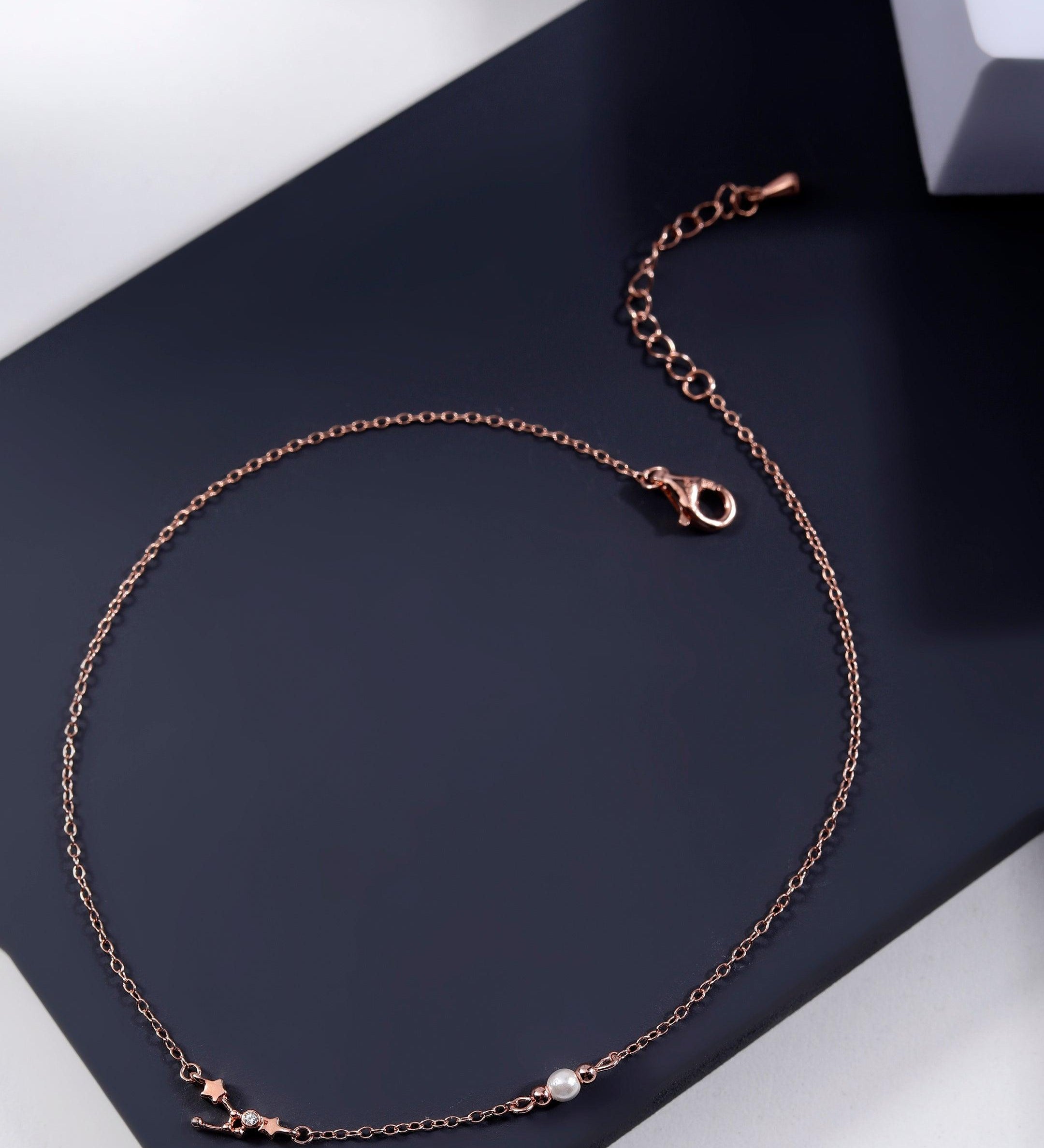 Graceful Charms Rose Gold Plated Silver Anklet - Diavo Jewels