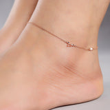 Graceful Charms Rose Gold Plated Silver Anklet - Diavo Jewels