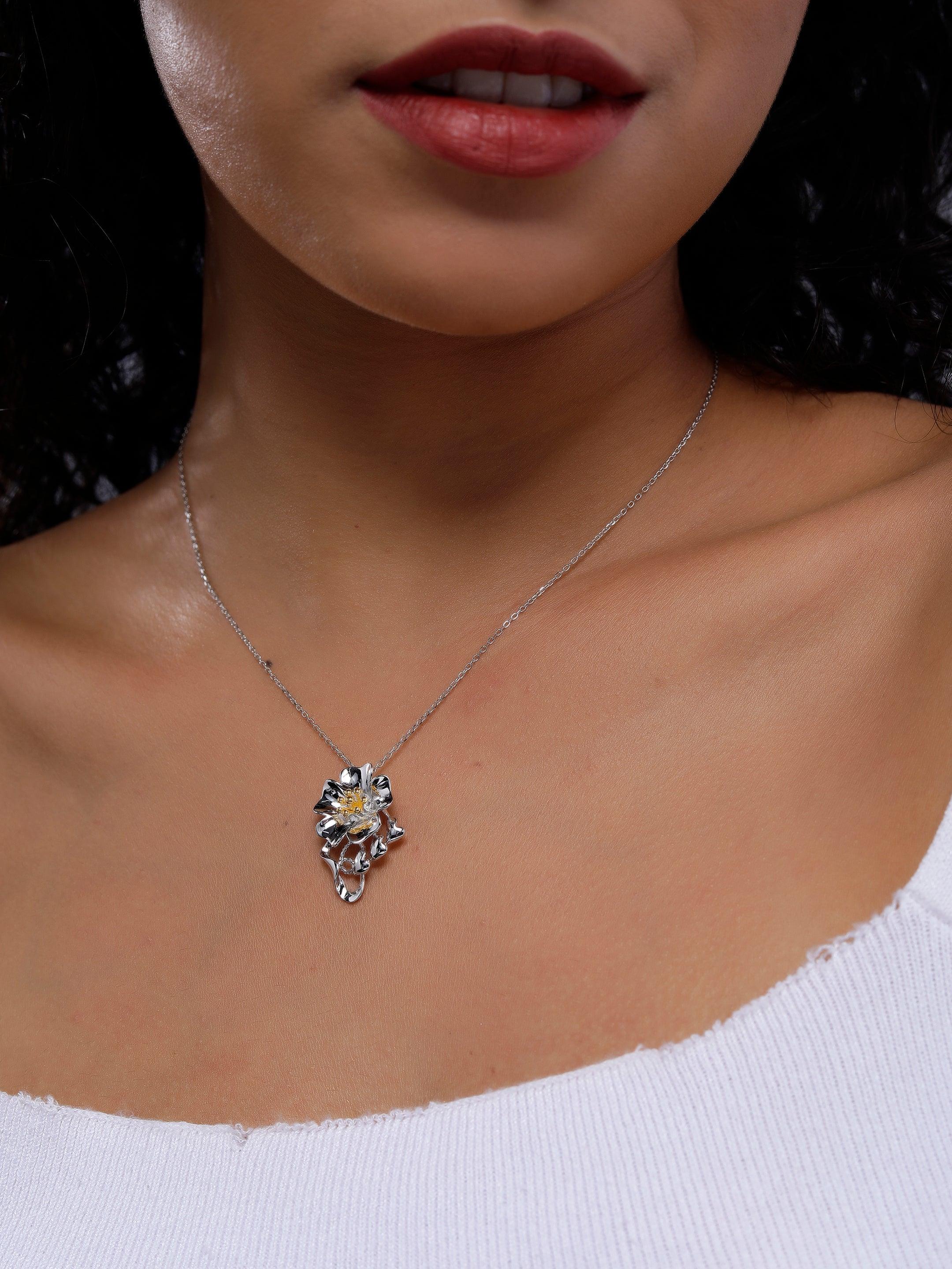 Dazzling Orchid Splendor Silver Necklace - Diavo Jewels
