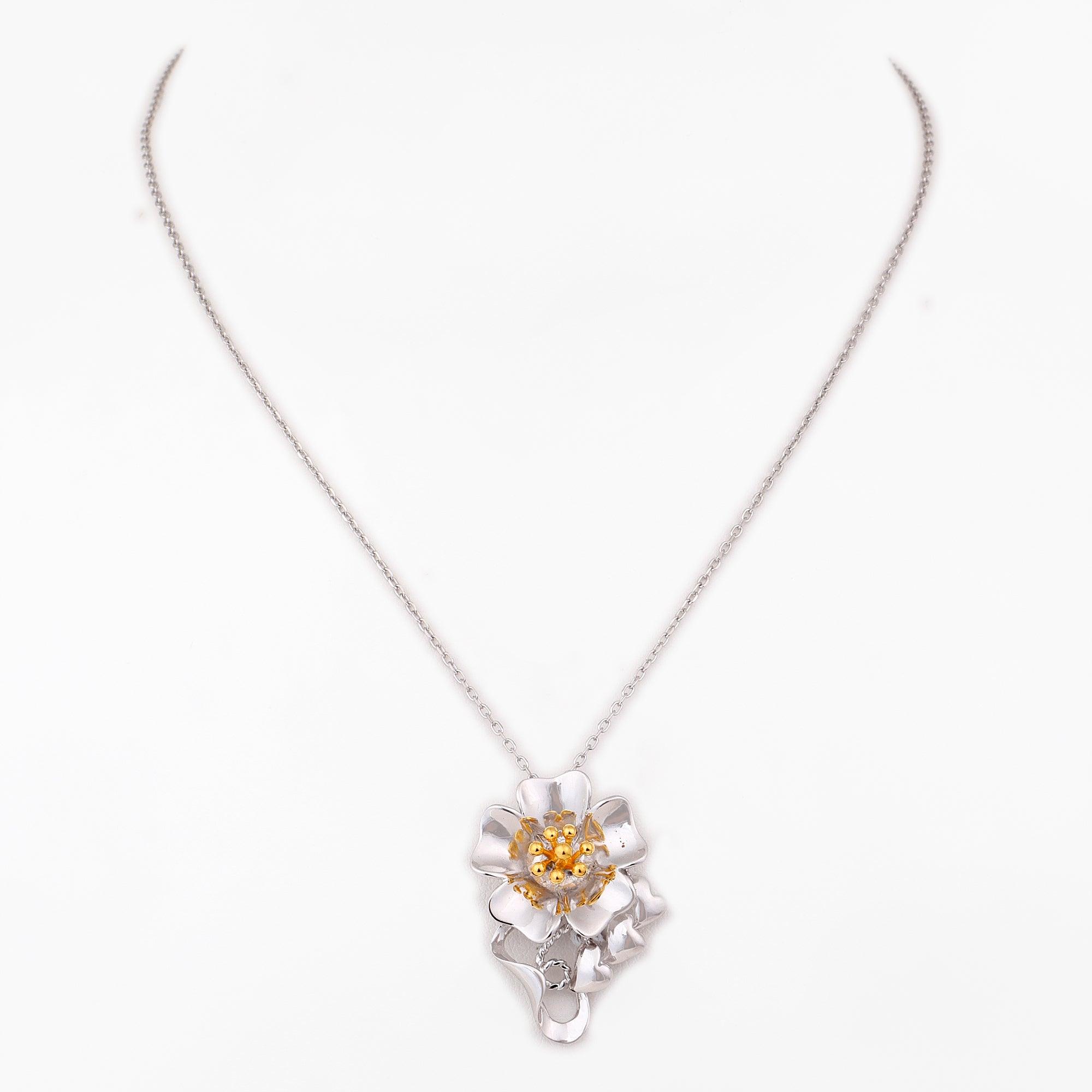 Dazzling Orchid Splendor Silver Necklace - Diavo Jewels