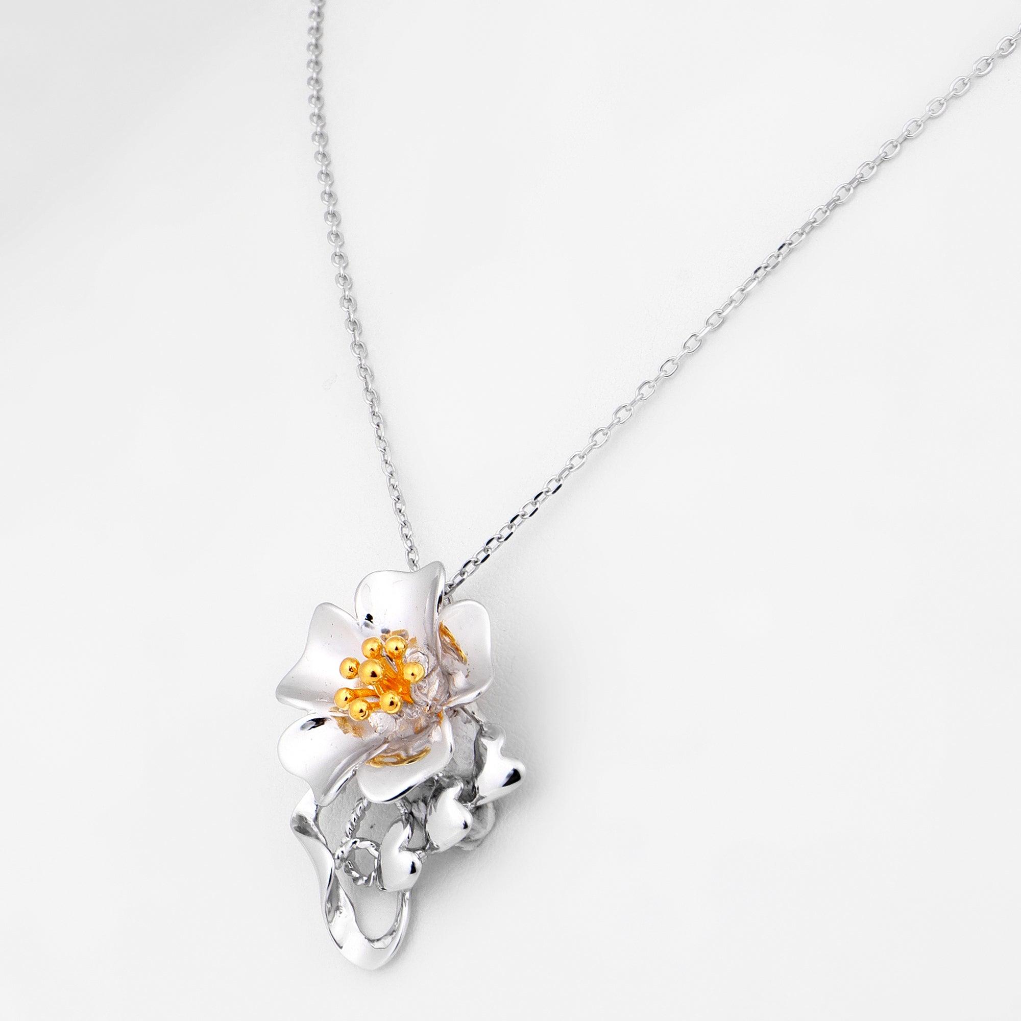 Dazzling Orchid Splendor Silver Necklace - Diavo Jewels