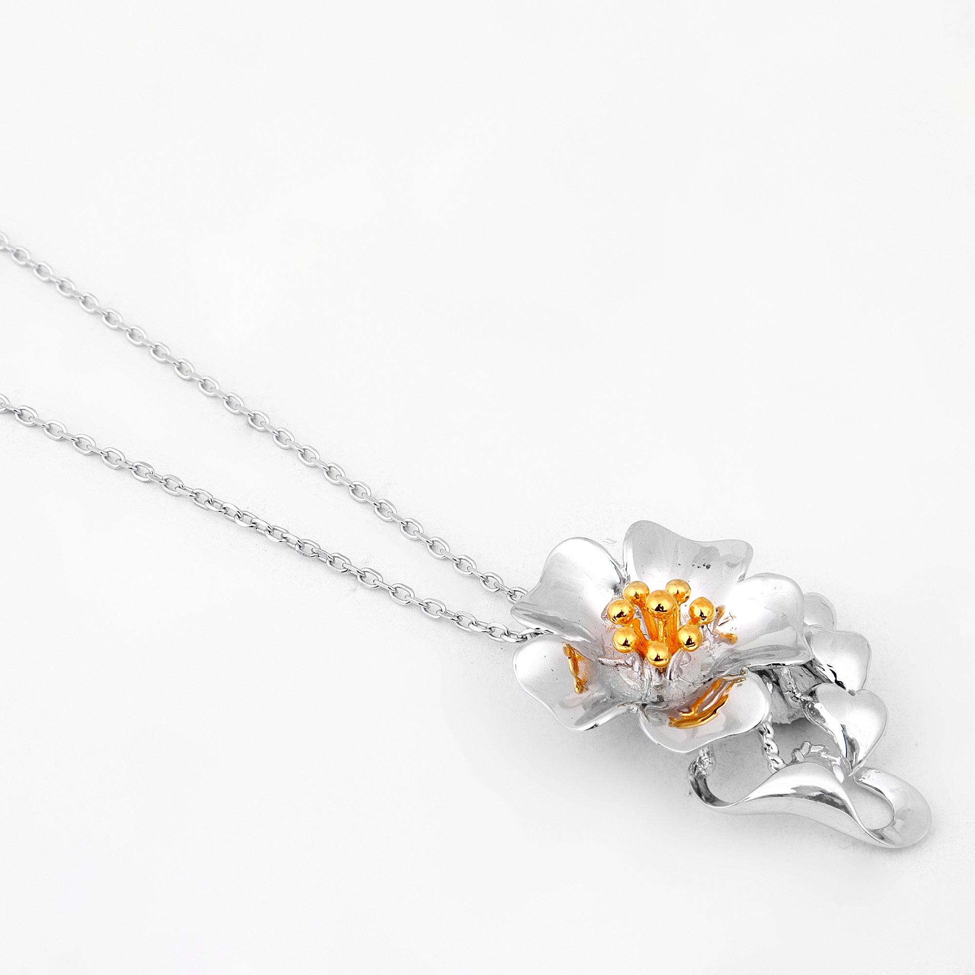 Dazzling Orchid Splendor Silver Necklace - Diavo Jewels