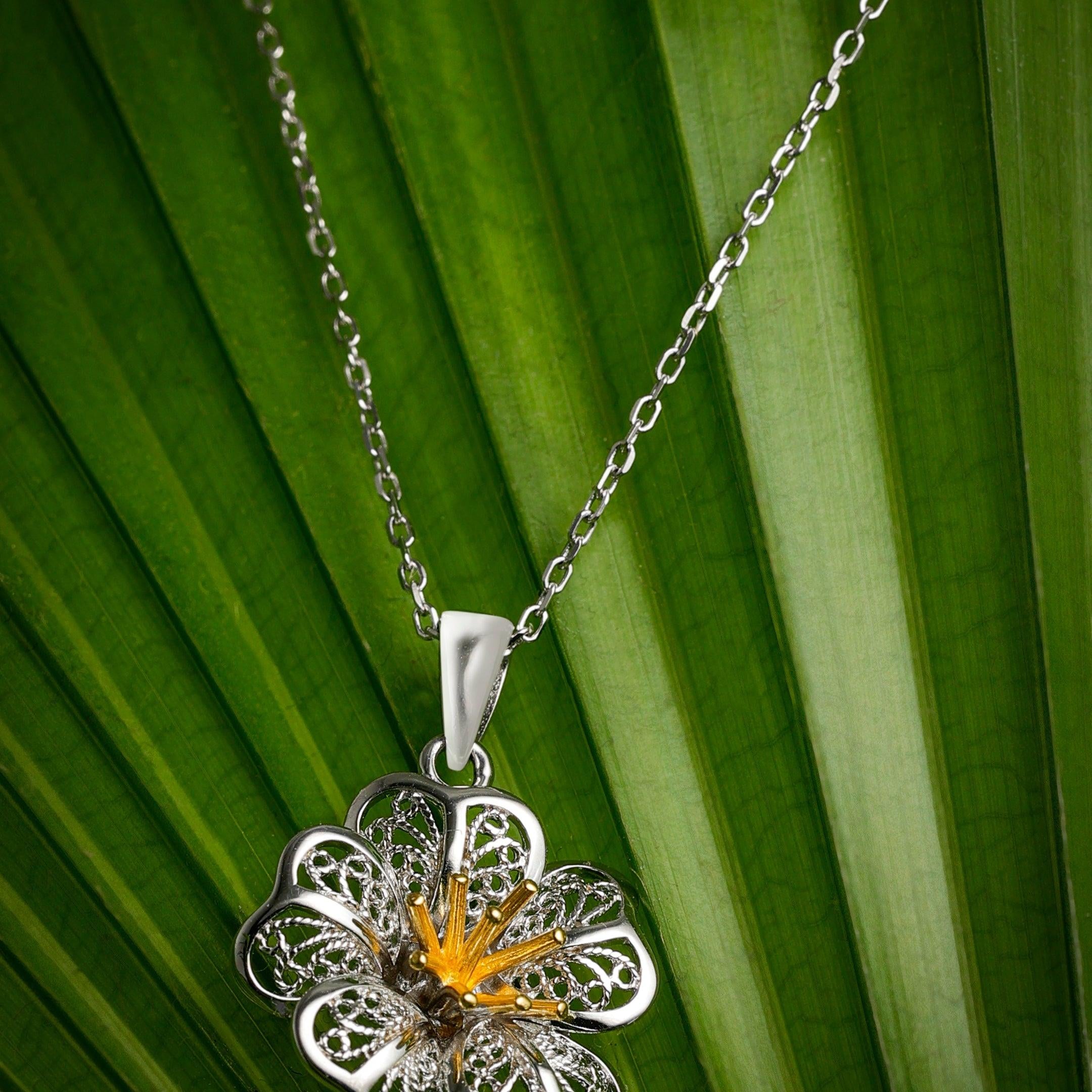 Gilded Filigree Floret Silver Necklace - Diavo Jewels