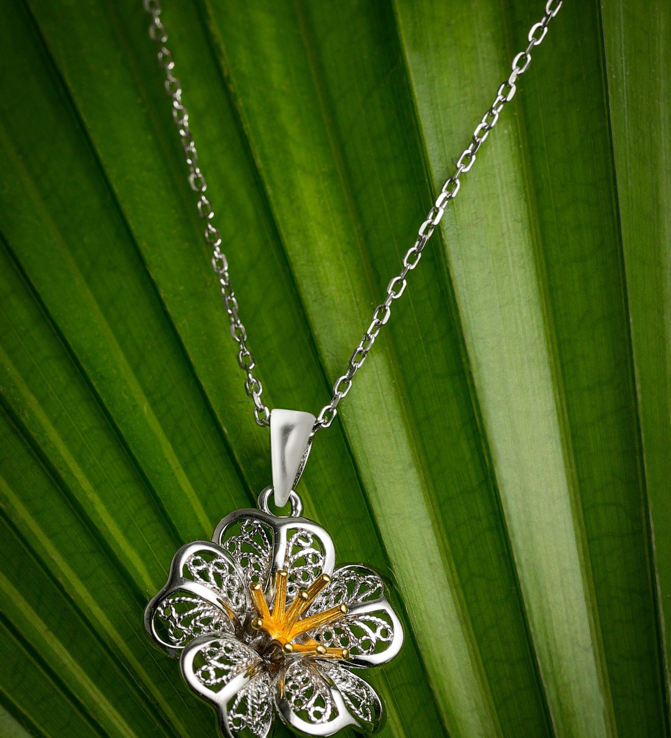 Gilded Filigree Floret Silver Necklace - Diavo Jewels