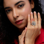 Gilded Filigree Floral Silver Ring - Diavo Jewels