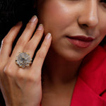 Gilded Filigree Floral Silver Ring - Diavo Jewels